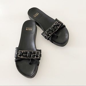 Stuart Weizmann Crystal Jeweled Thong Wedge Sandal